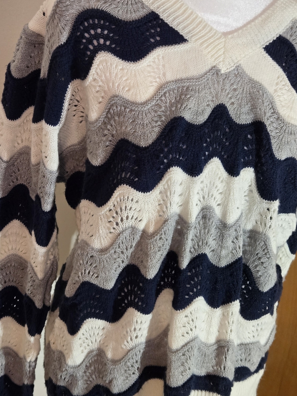 Torrid Open Knit Wave Striped Sweater — Size 1 (1X)